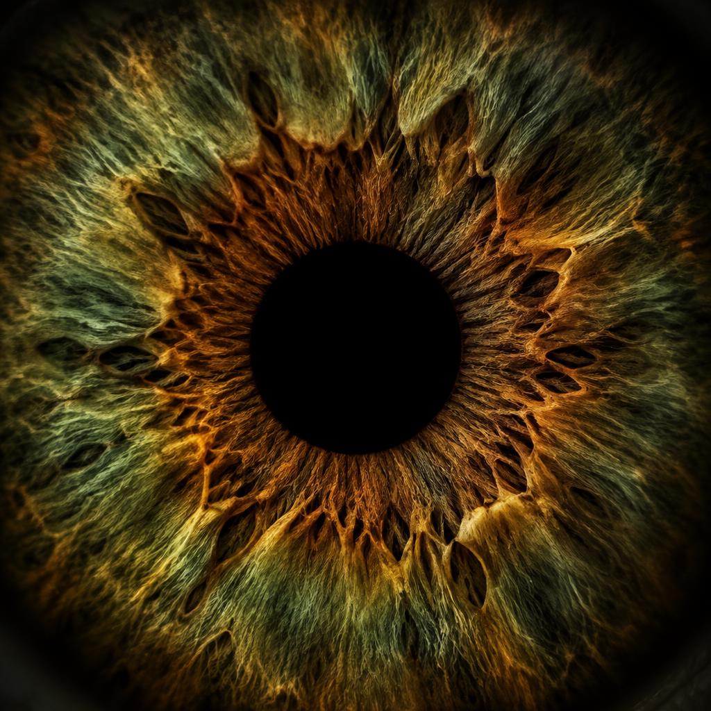 Detailed amber and green iris texture