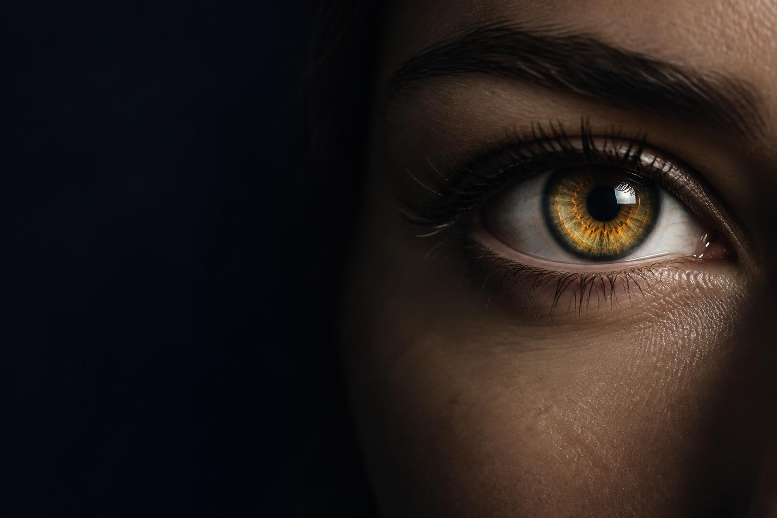 Close-up of a warm amber human eye